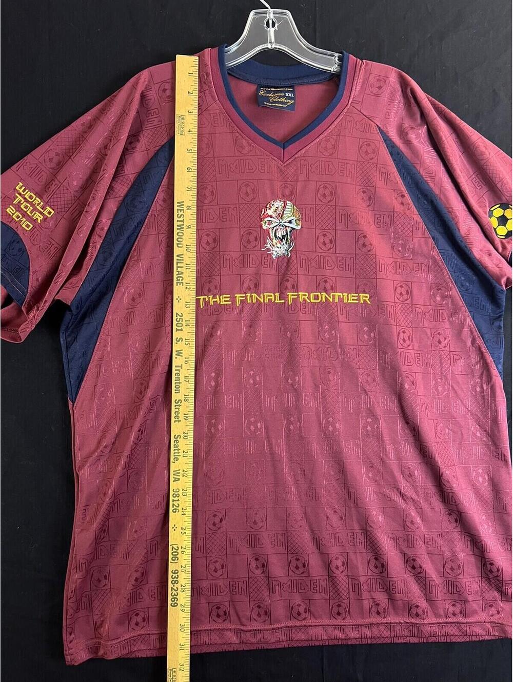 IRON MAIDEN Men's XXL Soccer Jersey The Final Frontier World Tour 2010 Shirt Red - Picture 8 of 9